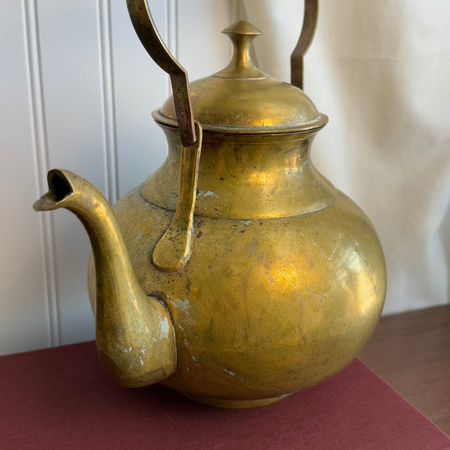 Brass with wooden handle Teapot India In good condition