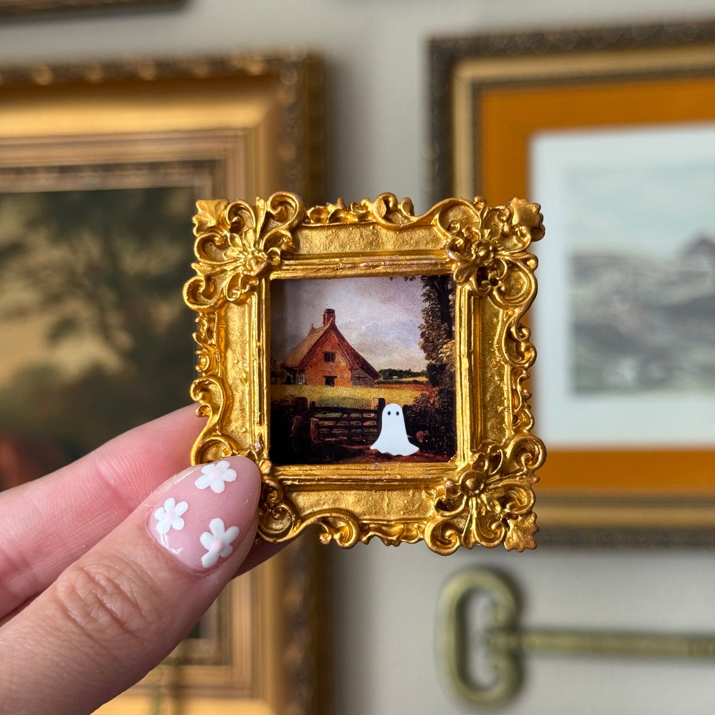 Vintage Style Resin ornate Mini ghost scenery art print Magnet