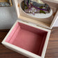 Vintage painted Flower Jewelry Box Wooden with link velvet interior