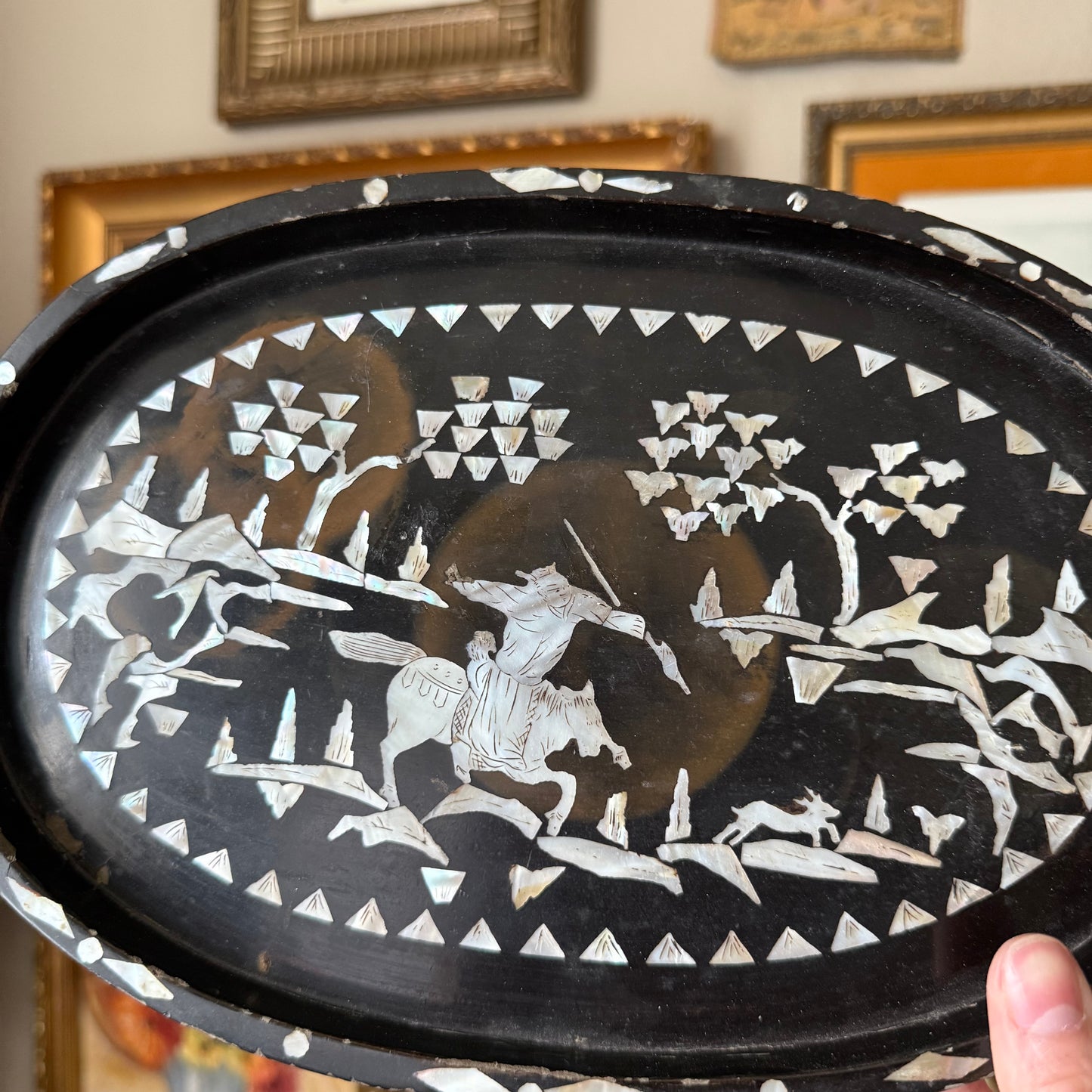 Chinese Oval Mother of Pearl Tray