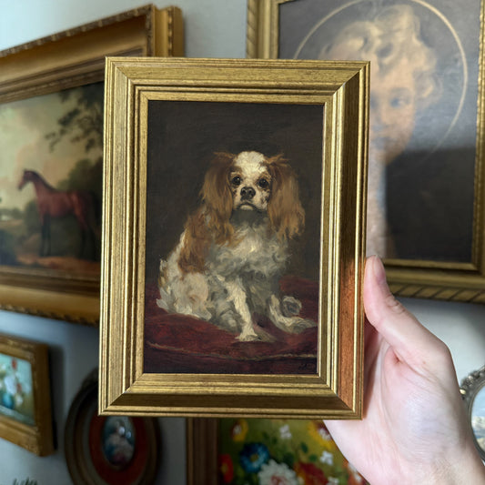 Vintage Style Dog Portrait Cocker Spaniel Dog Art Print in Gold Frame Gallery Wall
