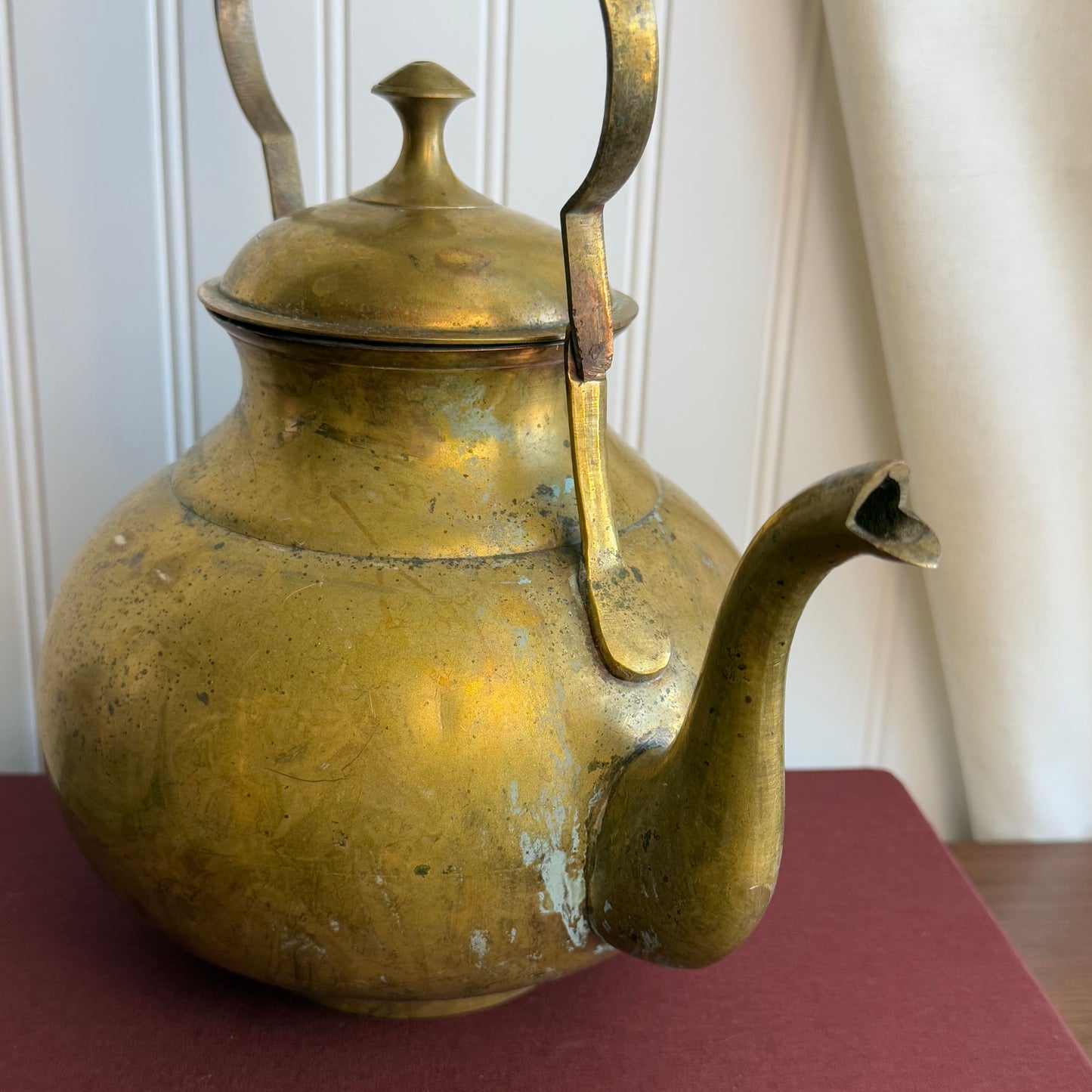 Brass with wooden handle Teapot India In good condition