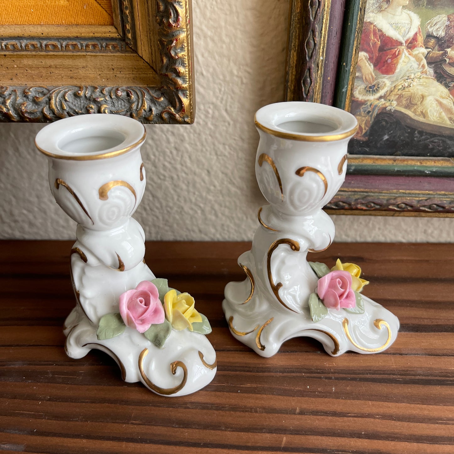 Vintage Candlesticks porcelain candlesticks set of 2