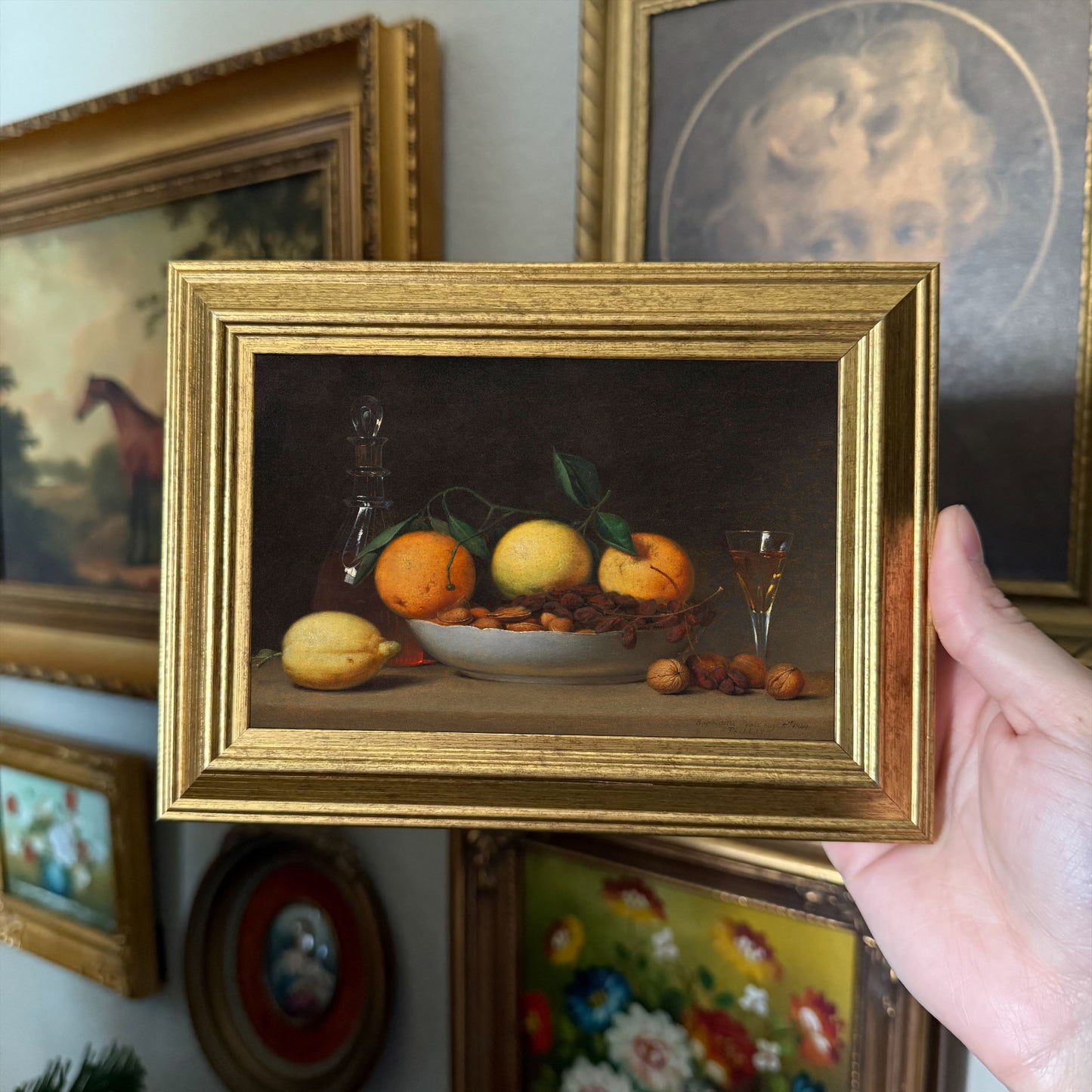 Vintage Style still life painting bowl of oranges and Lemons Art Print gallery wall