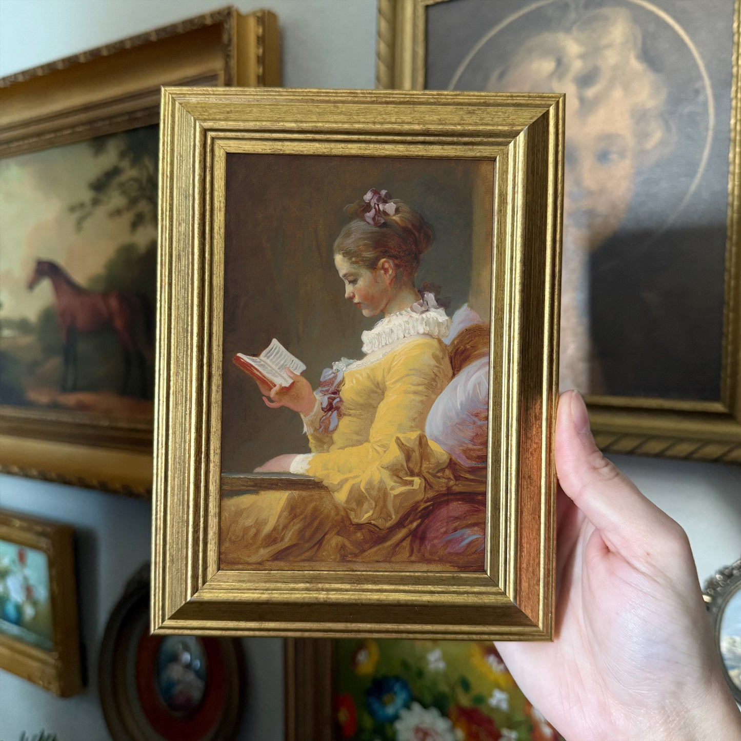 Vintage Style Girl Reading a Book art work PRINT art gallery wall