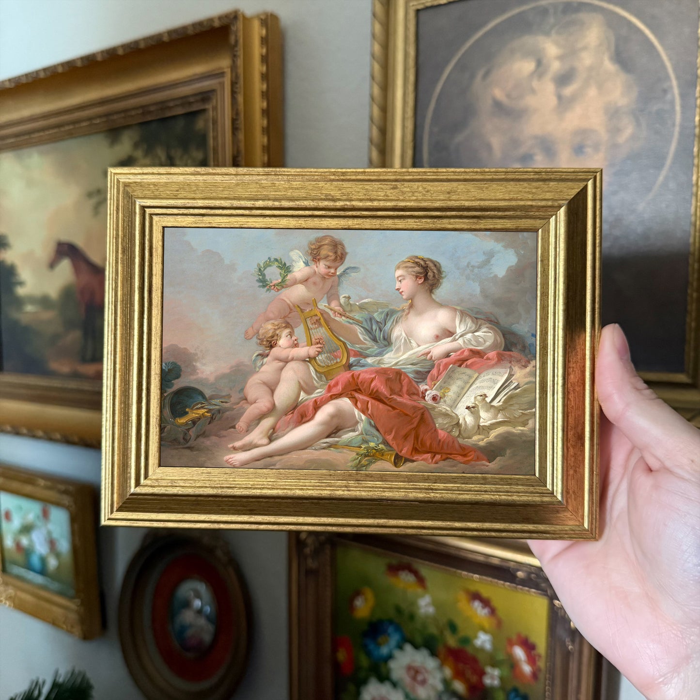 Vintage Style Victorian cherub with instruments painting art print gallery wall