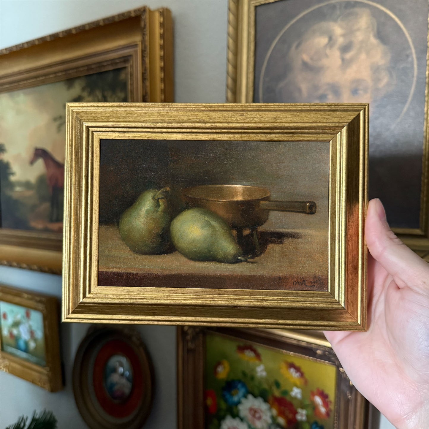 Vintage style pears still life Art Print painting gallery wall