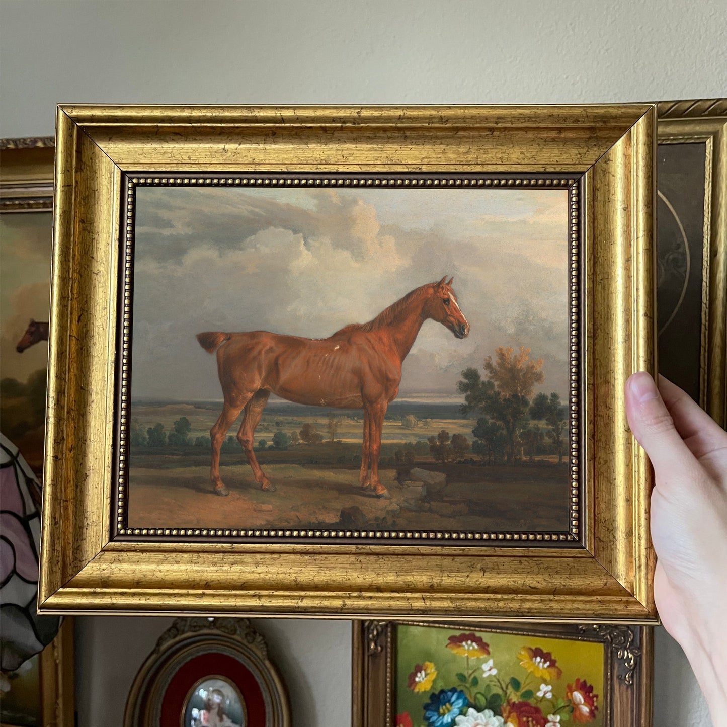 Vintage Inspired Horse in Landscape Framed Art Print Gallery Wall