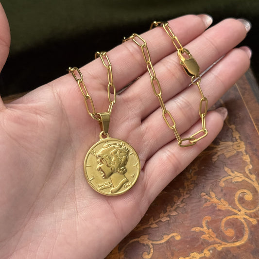 Vintage Style Coin Necklace Pendant