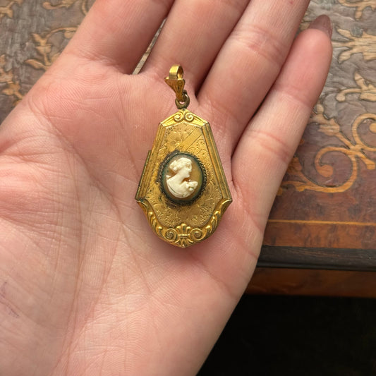 Vintage Shell Cameo Locket