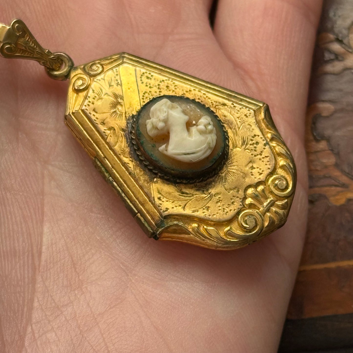 Vintage Shell Cameo Locket