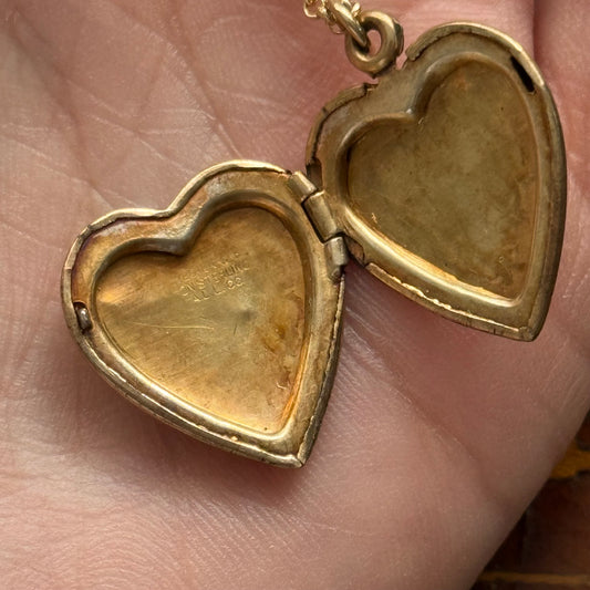 Vintage GF  Floral Detailed Heart Locket Necklace