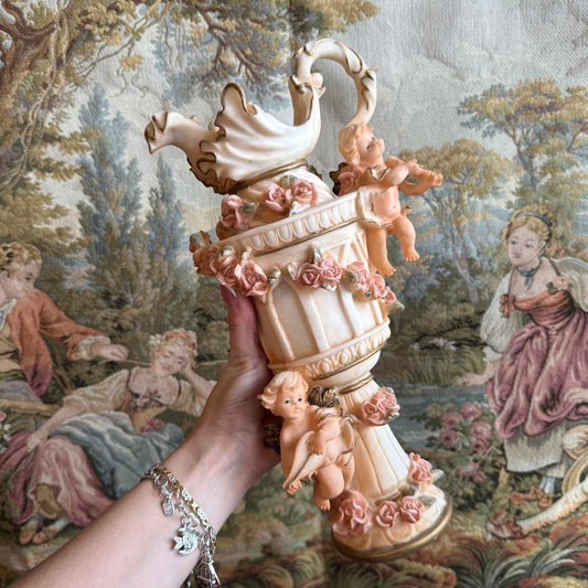 Vintage Cherub & Floral Vase