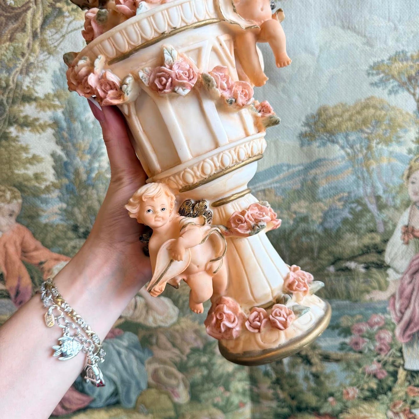 Vintage Cherub & Floral Vase