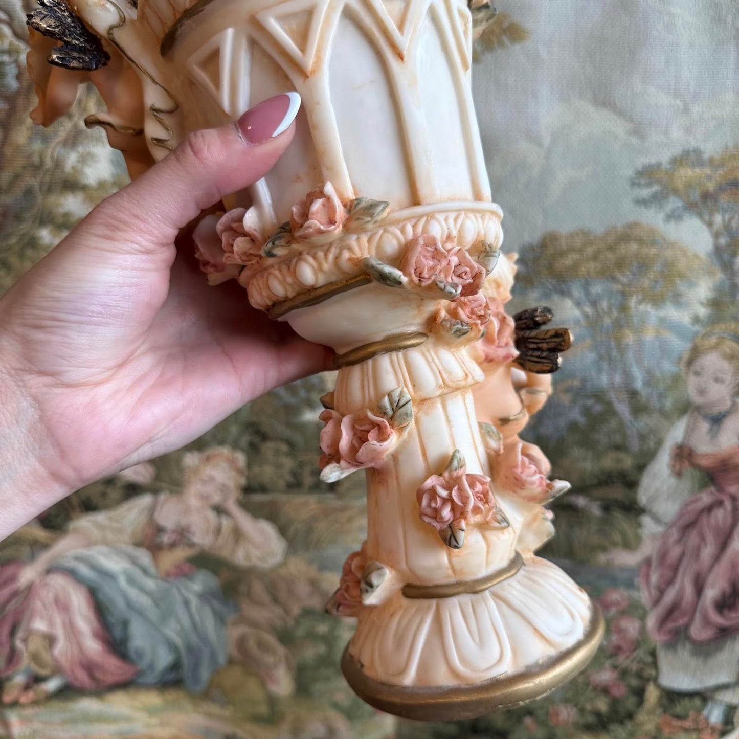 Vintage Cherub & Floral Vase