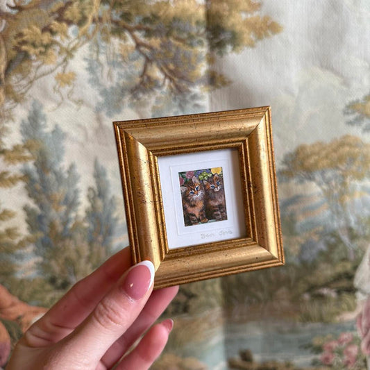Vintage Mini Cat Print Framed