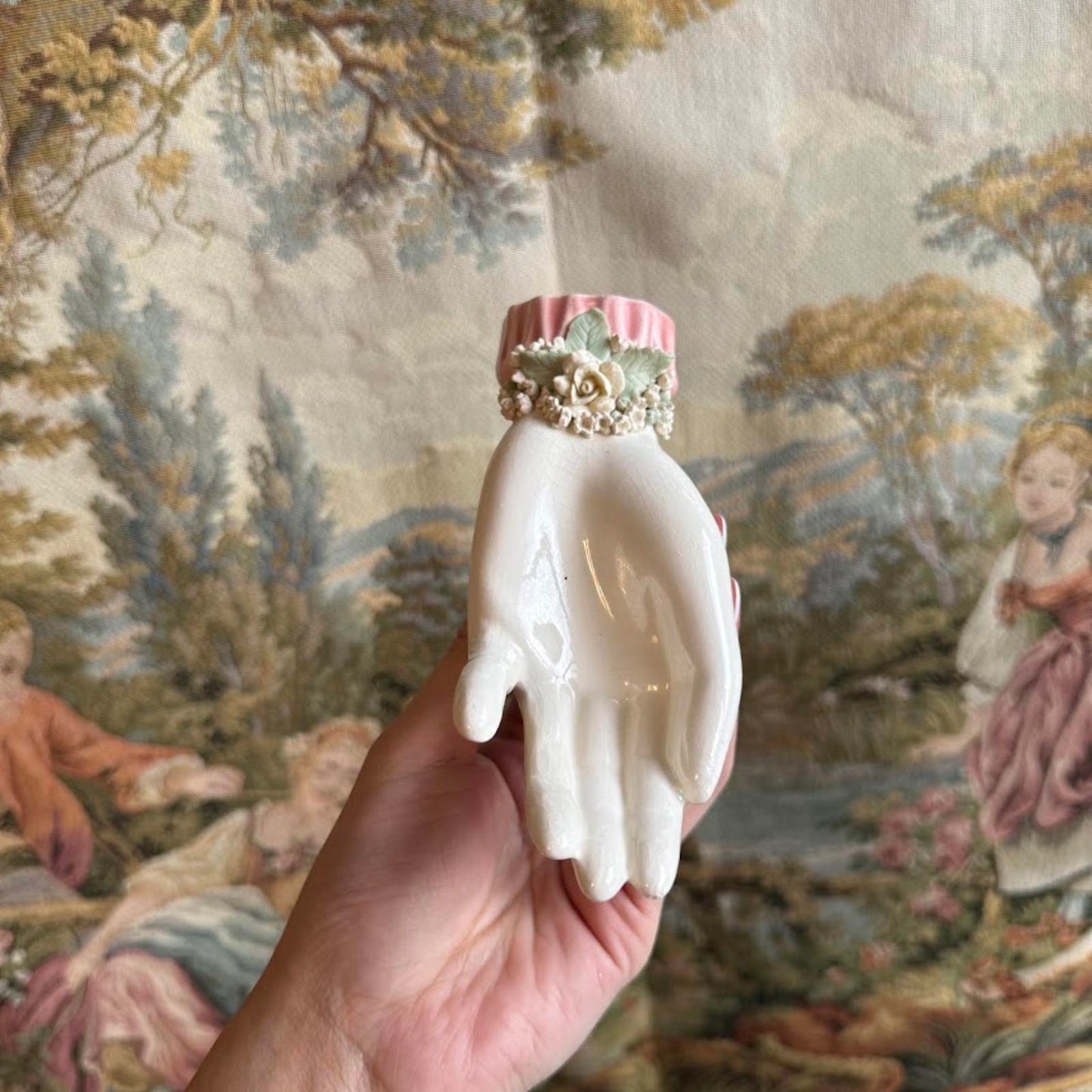 Vintage Ceramic Hand with Floral Detailing