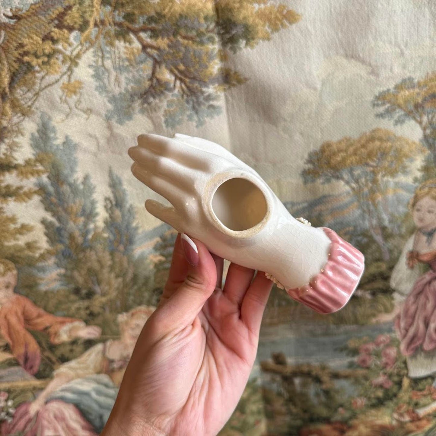 Vintage Ceramic Hand with Floral Detailing