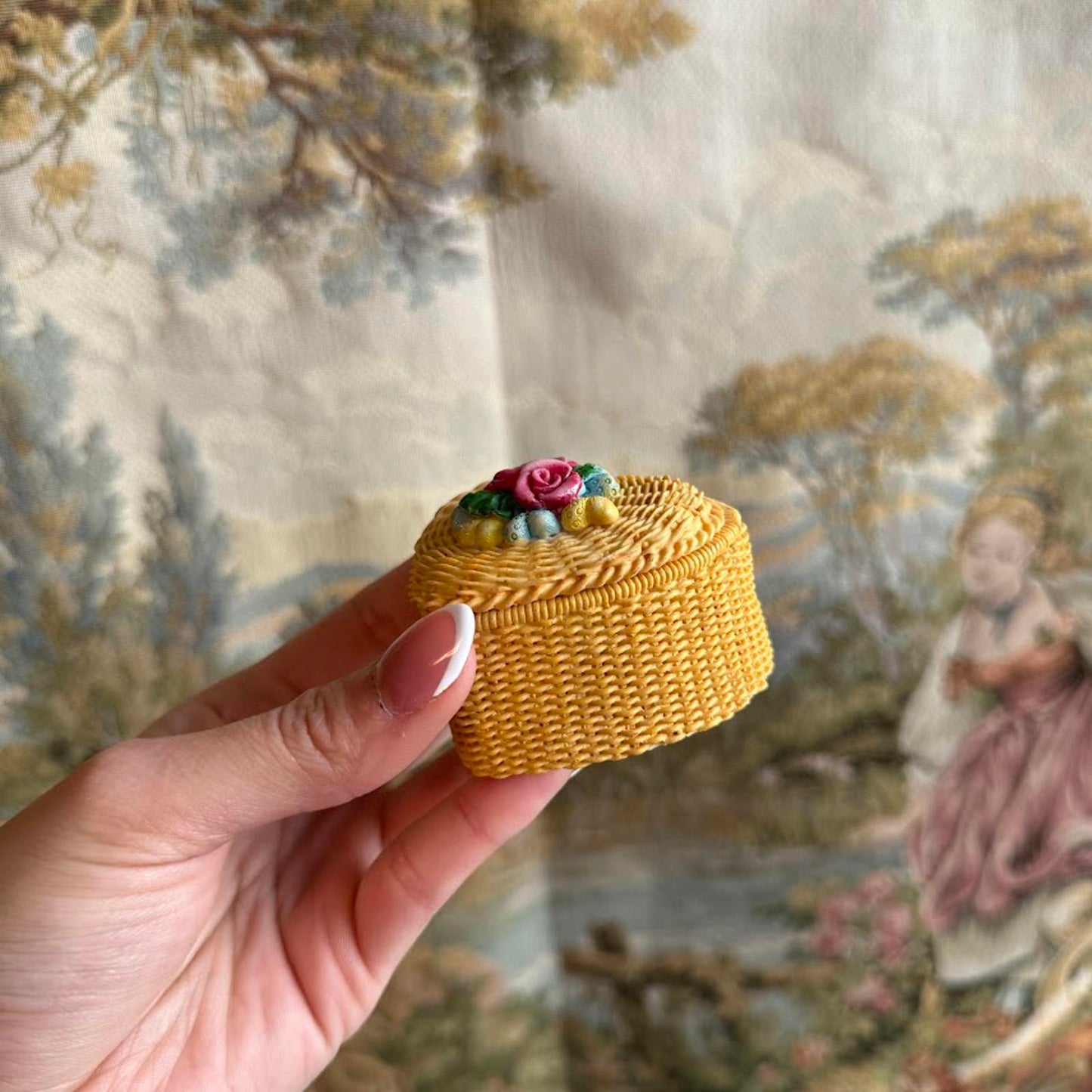 Vintage Yellow Heart-Shaped Trinket Box