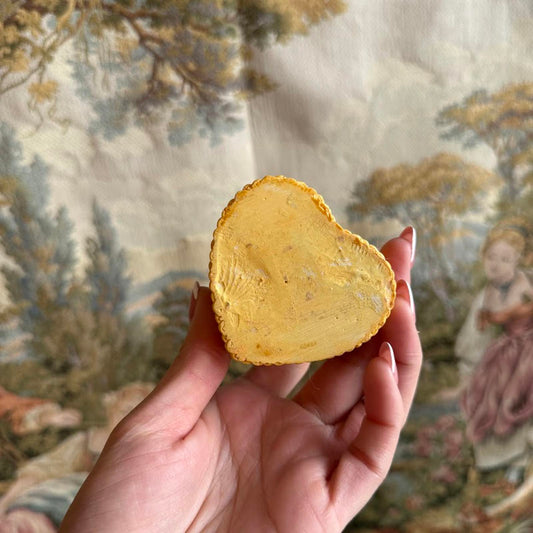 Vintage Yellow Heart-Shaped Trinket Box