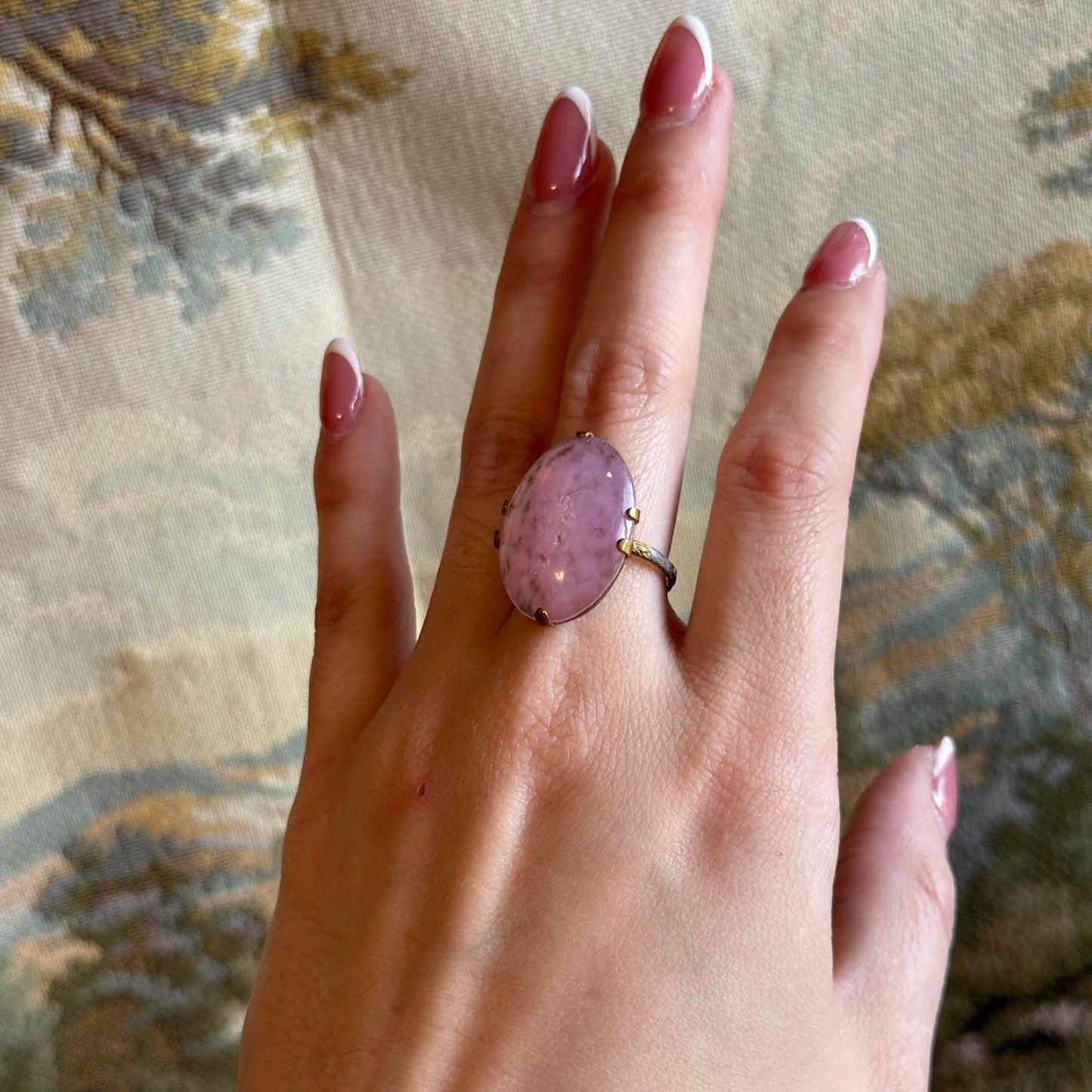 Vintage Pink Plastic Brass Ring