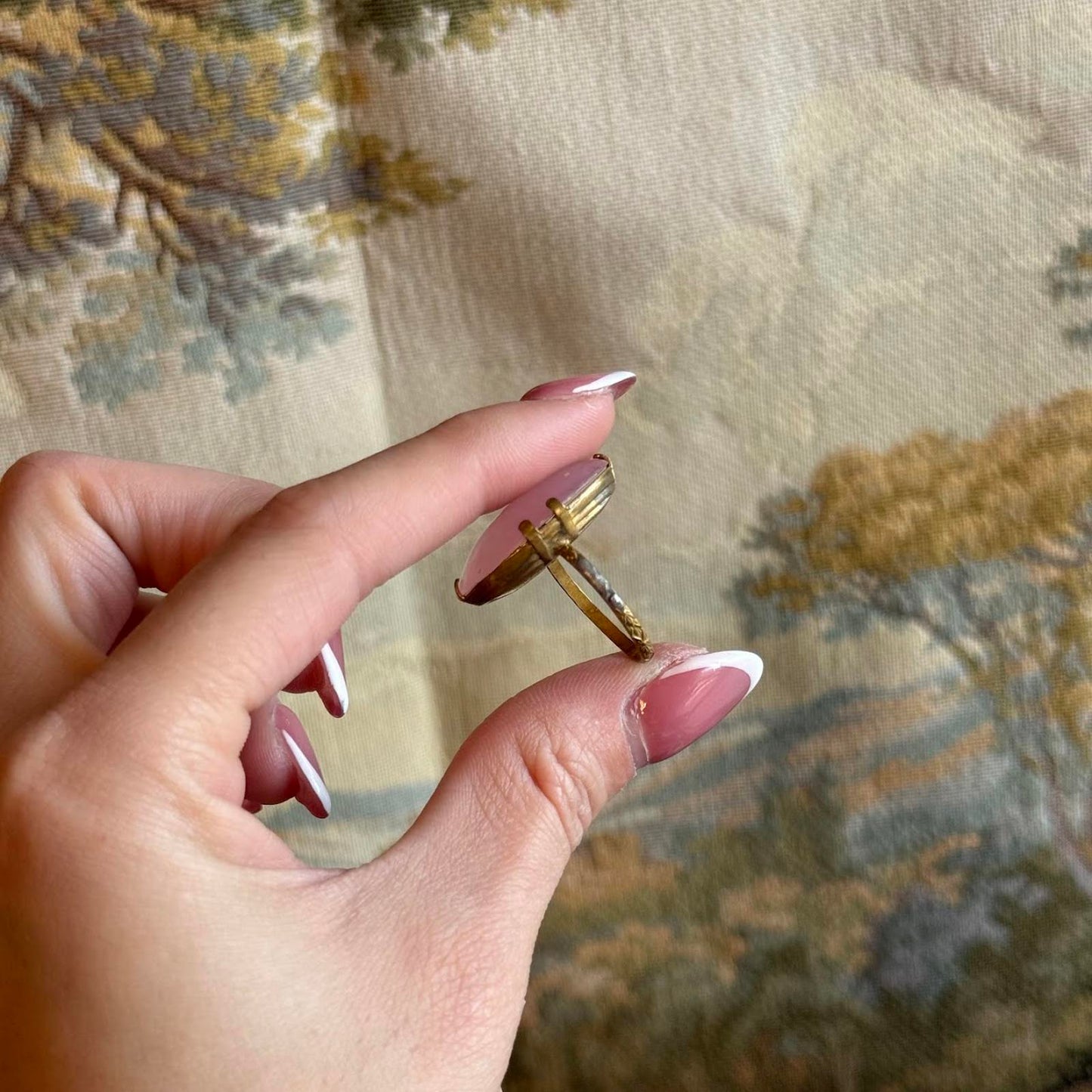 Vintage Pink Plastic Brass Ring