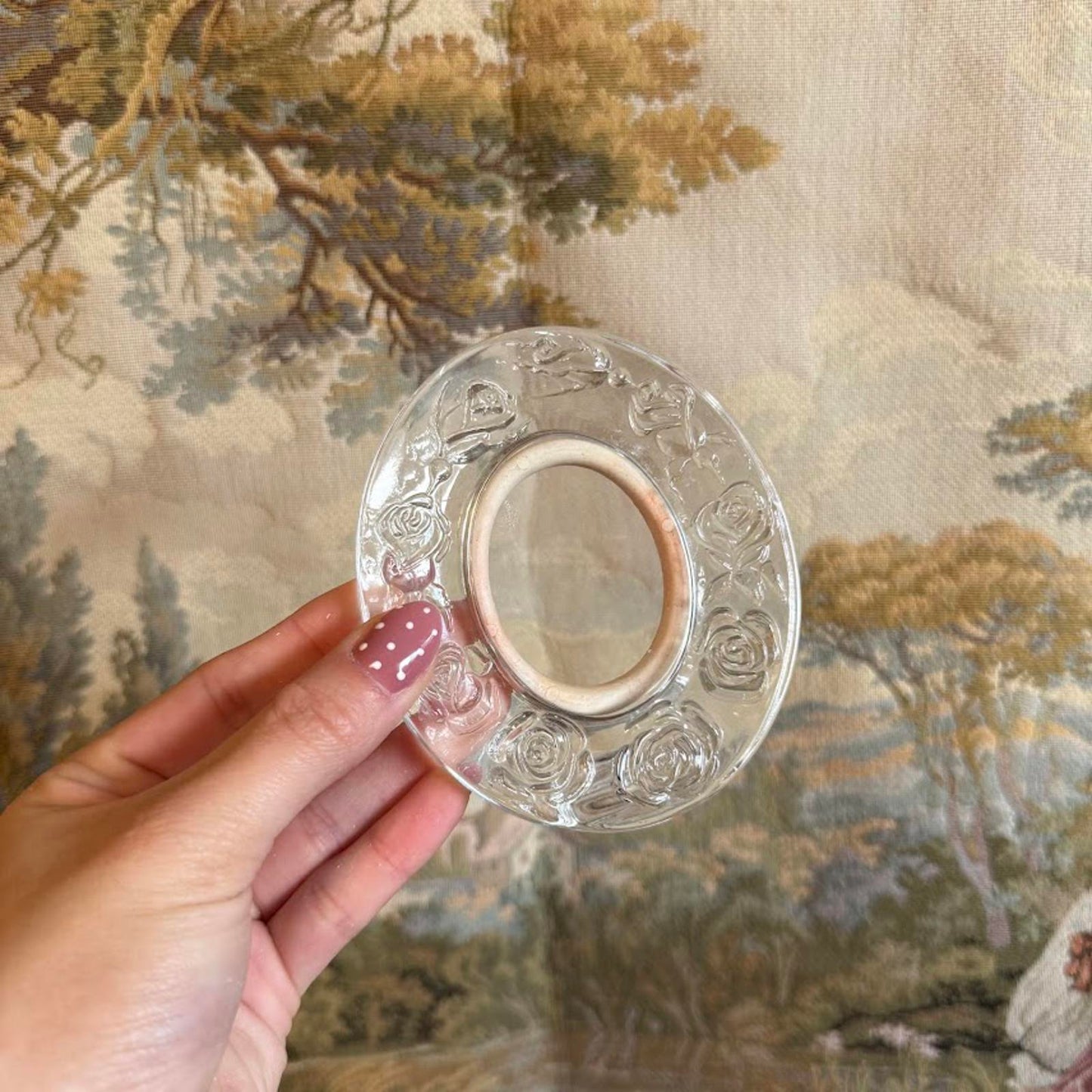 Vintage Oval Glass Floral Frame