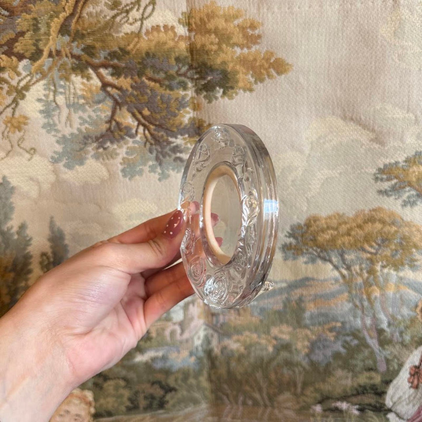 Vintage Oval Glass Floral Frame