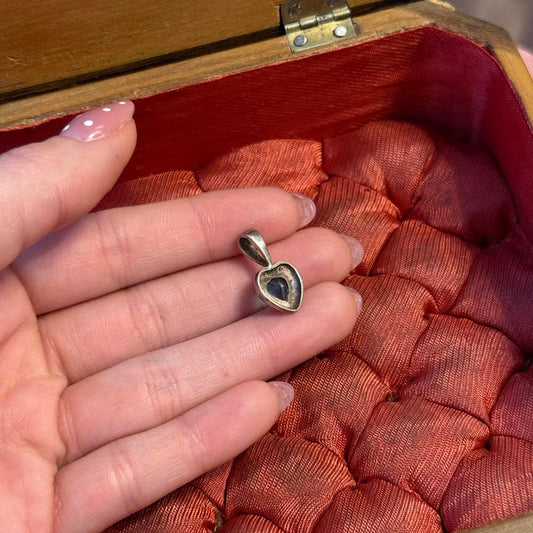 Sterling aquamarine color stone Heart Pendant