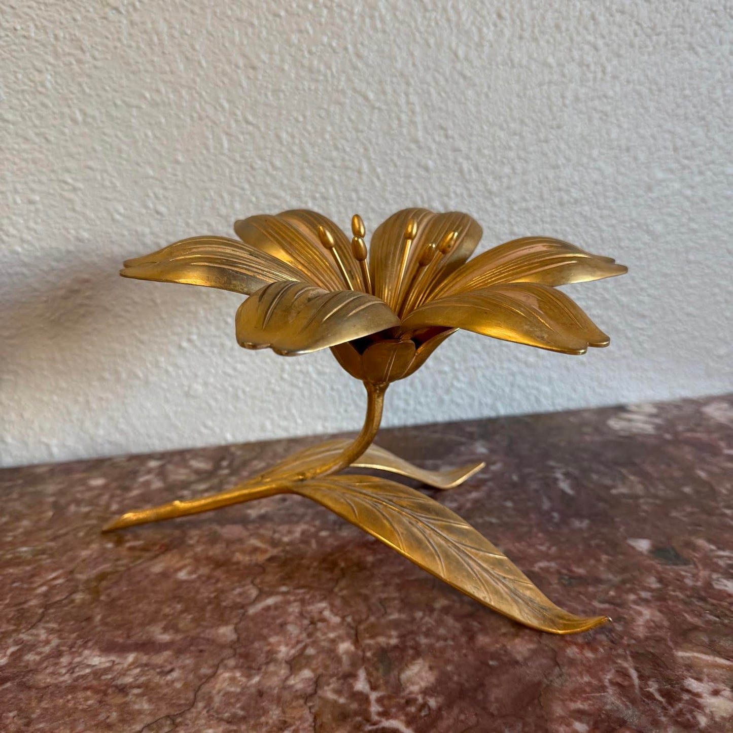 Vintage Mid-Century Modern Brass Lotus Flower Ashtray