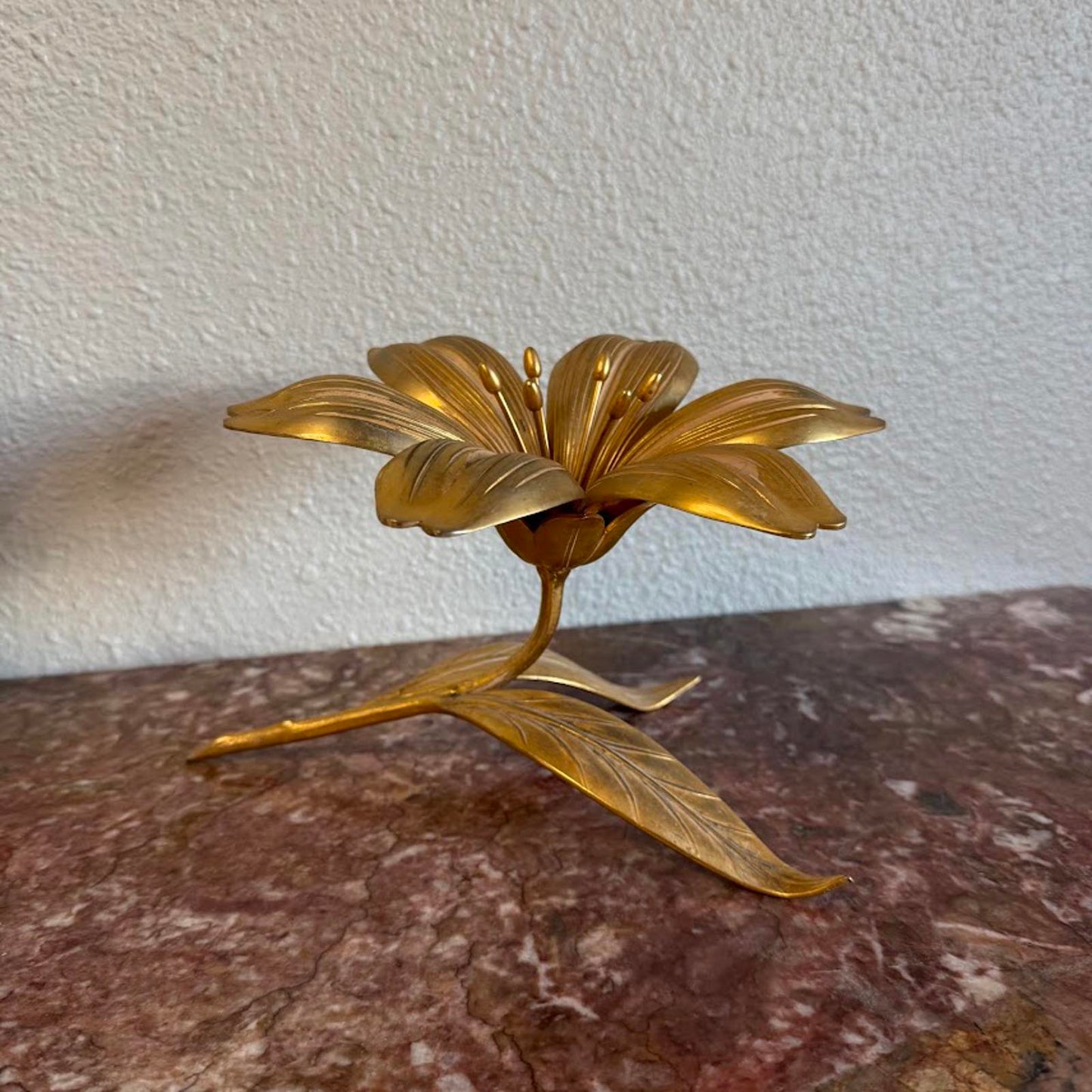 Vintage Mid-Century Modern Brass Lotus Flower Ashtray