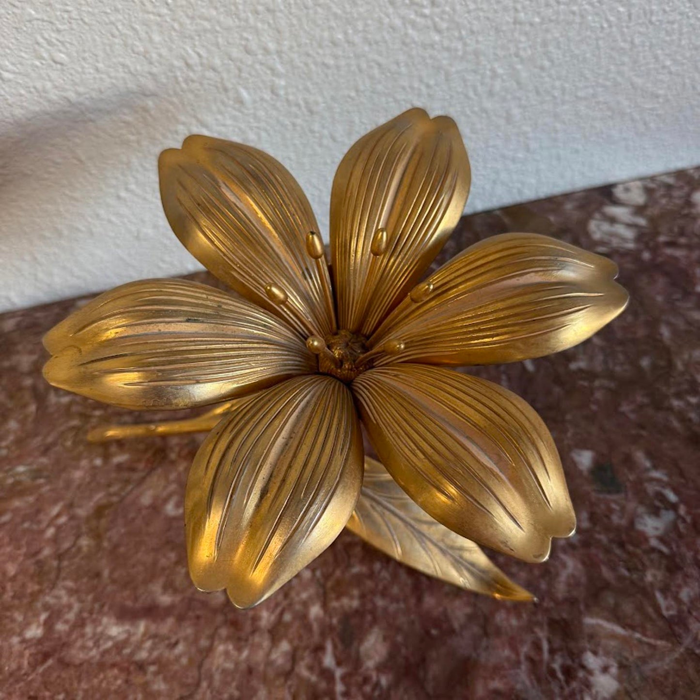 Vintage Mid-Century Modern Brass Lotus Flower Ashtray