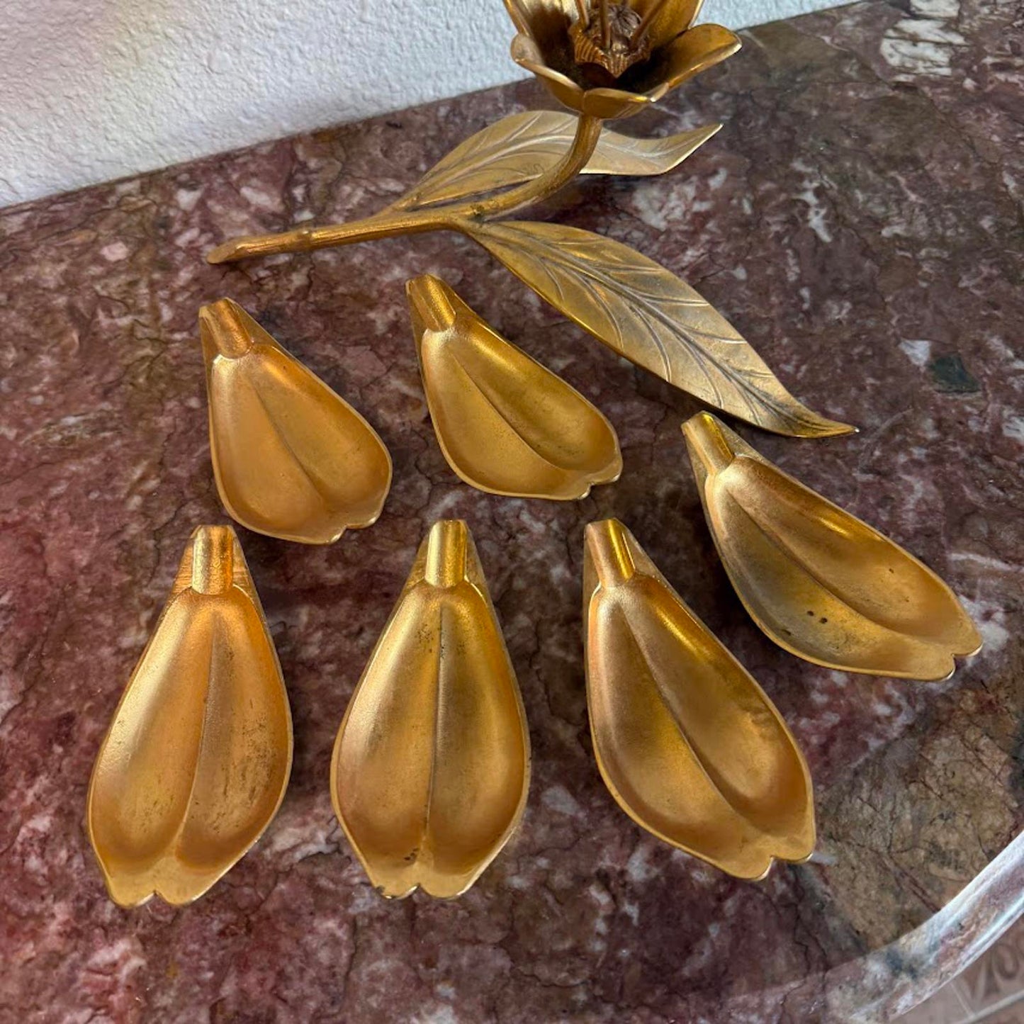 Vintage Mid-Century Modern Brass Lotus Flower Ashtray