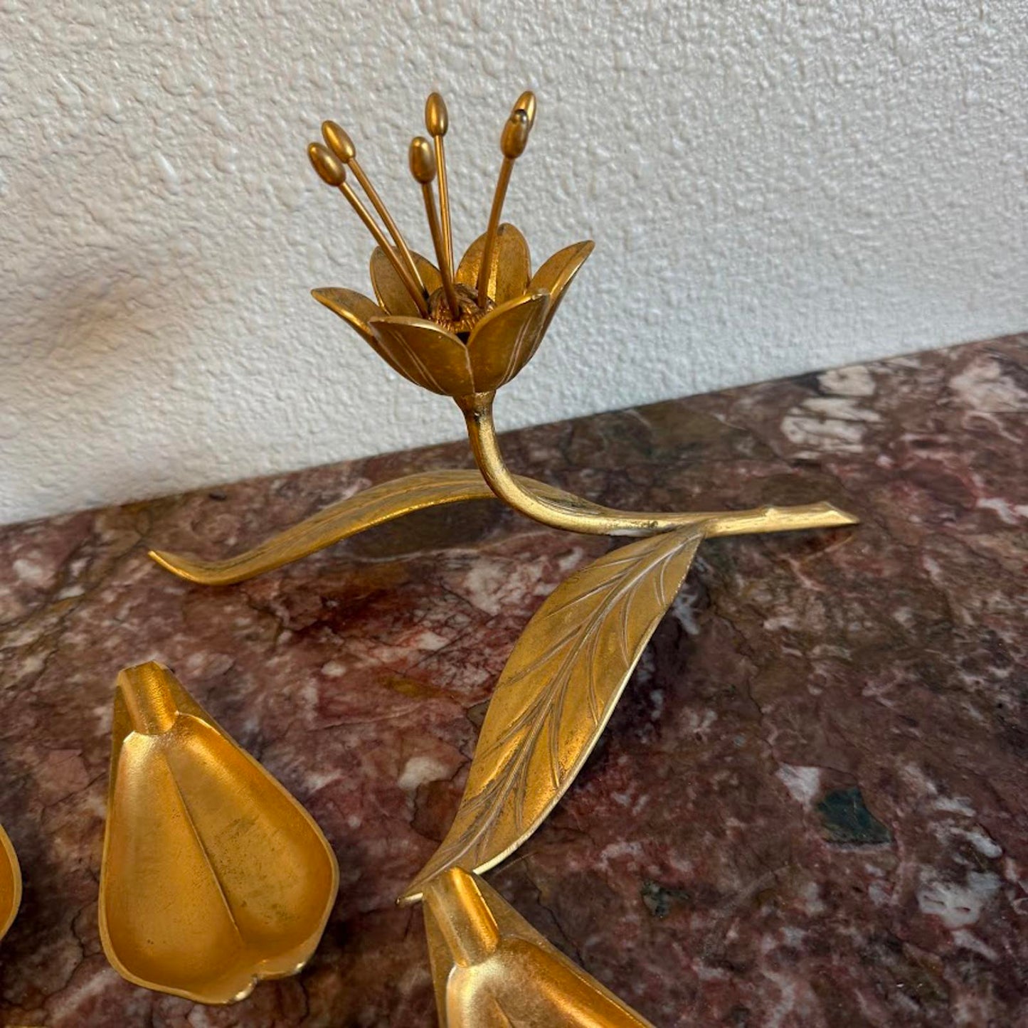 Vintage Mid-Century Modern Brass Lotus Flower Ashtray