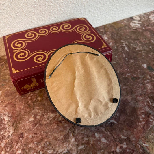 Vintage Oval Wooden Frame with Photo of a Man