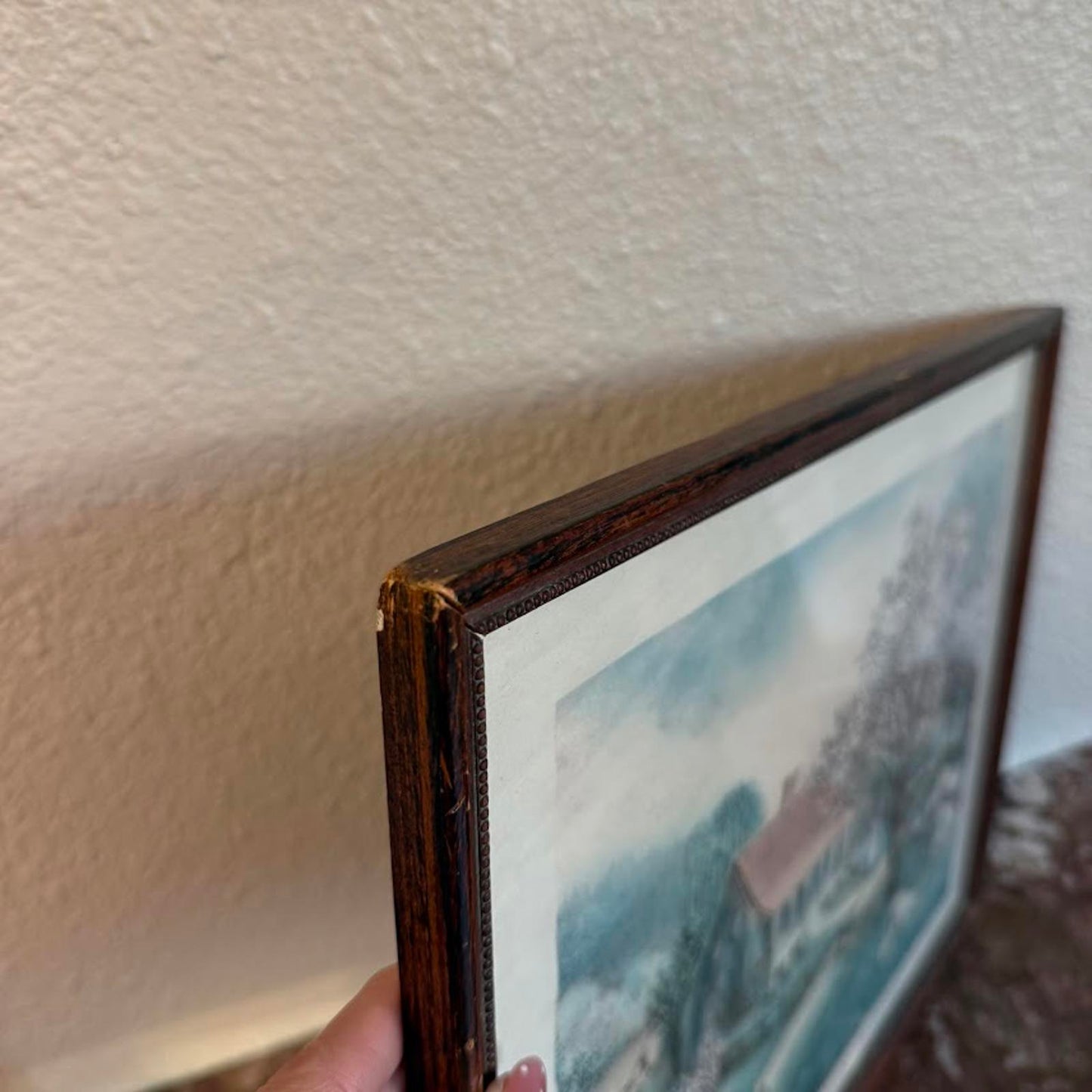 Vintage Wooden Framed Print Titled "American Homestead Spring"