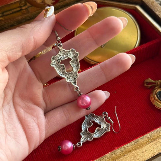 Vintage Silver Tone Cherub Dangle Earrings