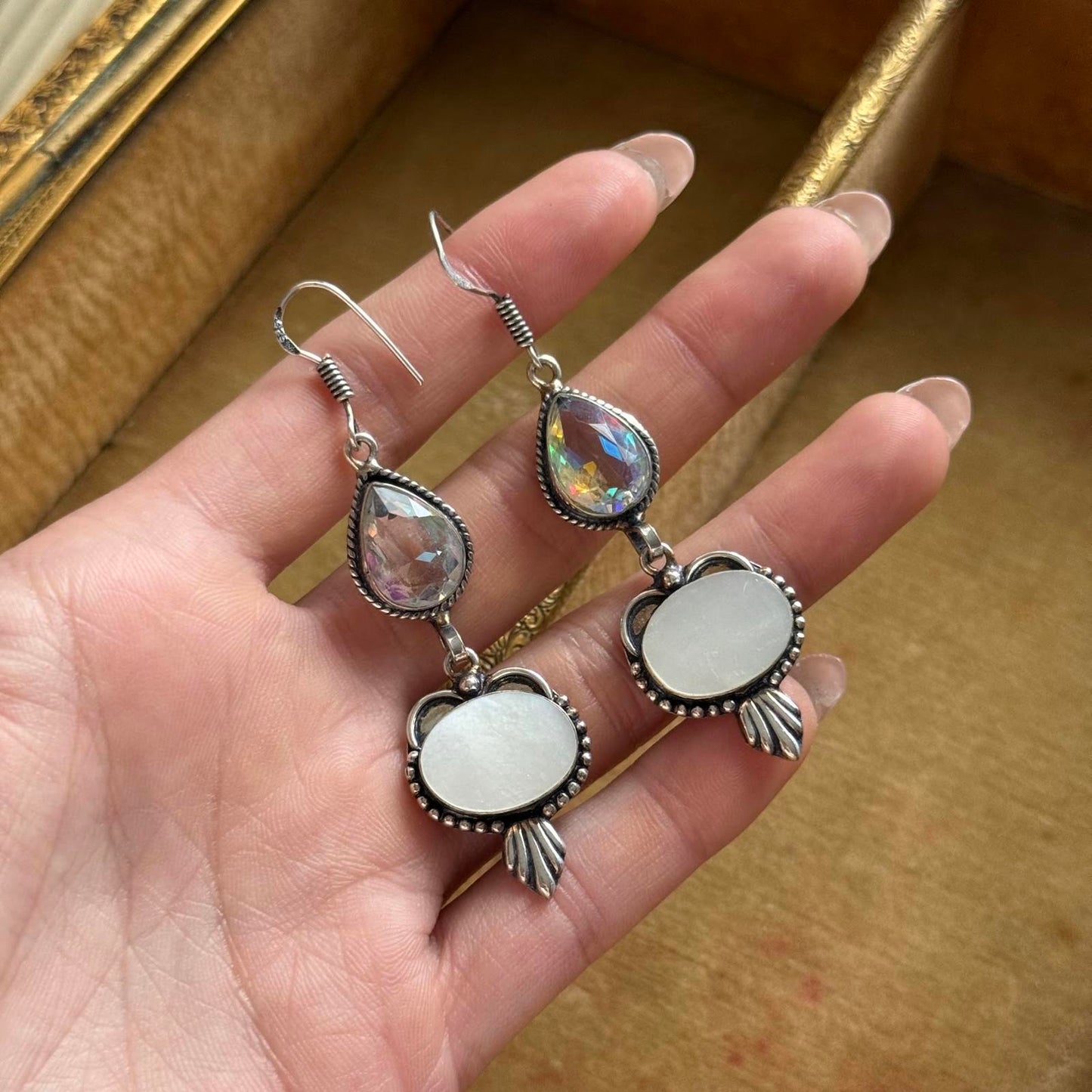 Vintage Sterling Silver shell Earrings