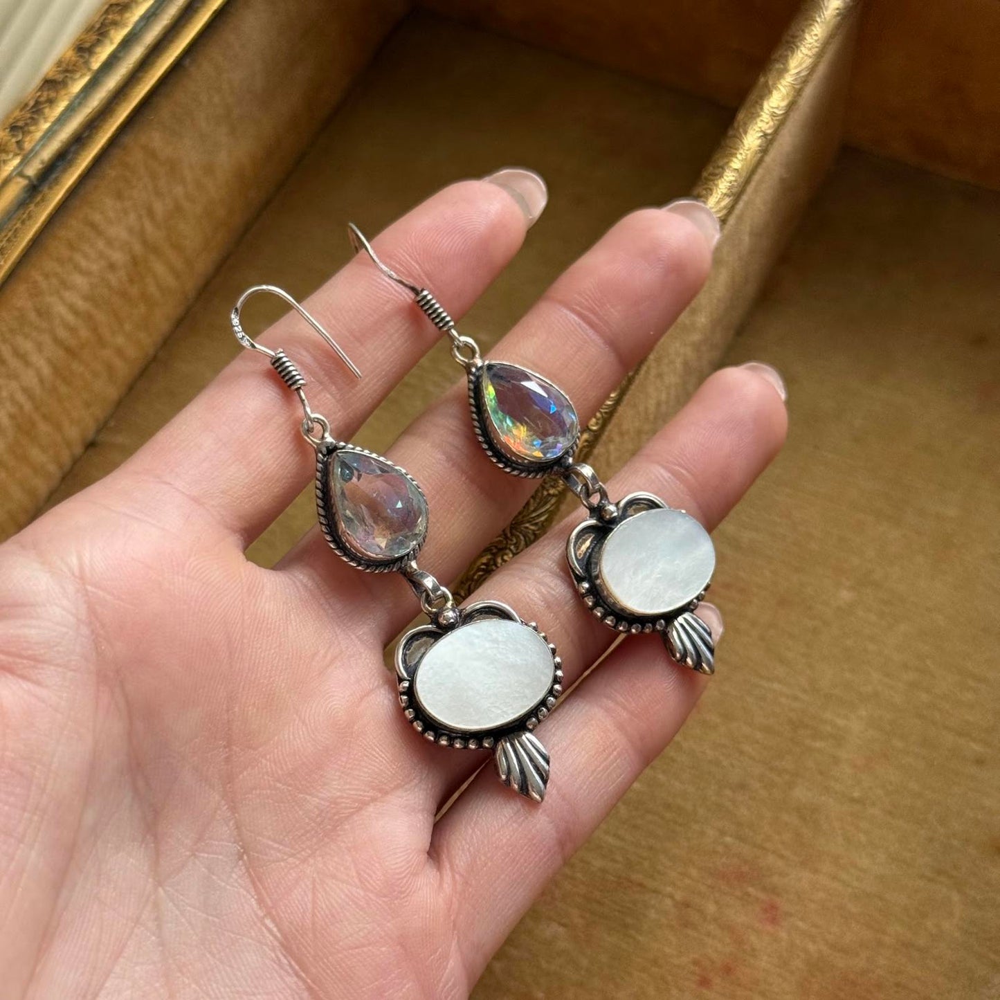Vintage Sterling Silver shell Earrings