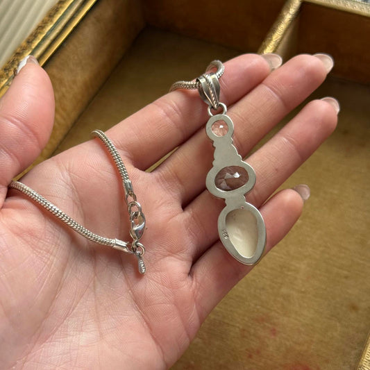 Sterling Silver Carved Shell Face Pendant Necklace