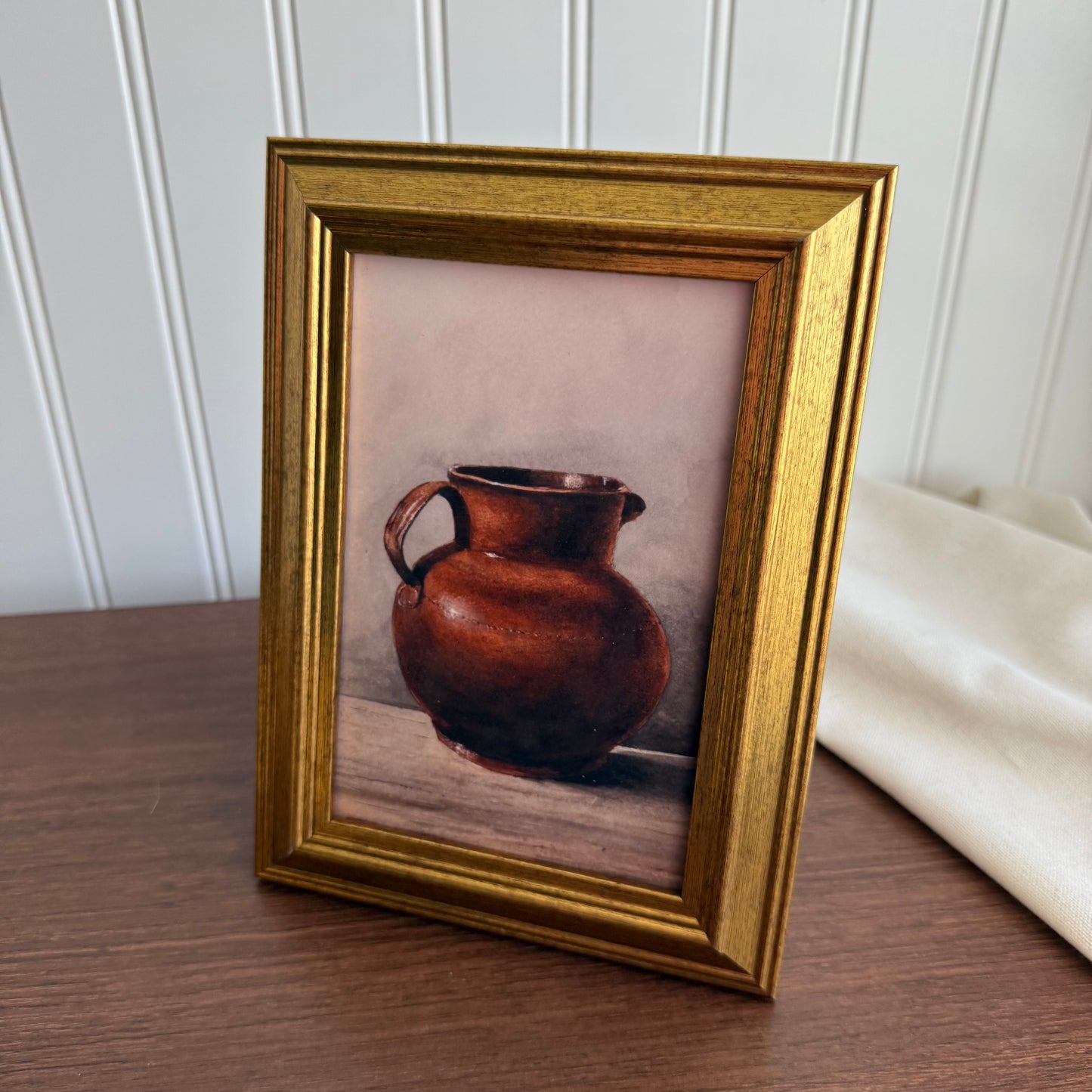 Vintage style rustic pottery Jug still life art Print gallery wall