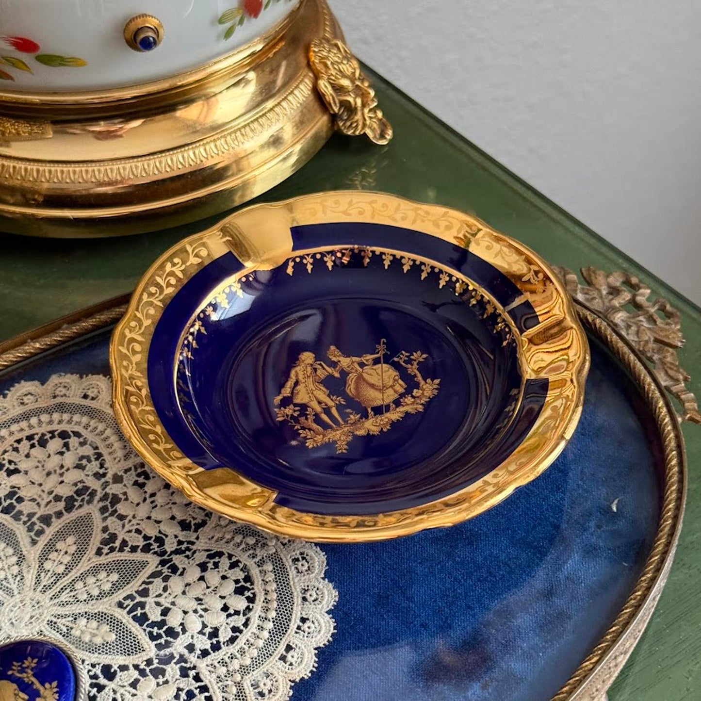 Limoges France Cobalt Blue Ashtray