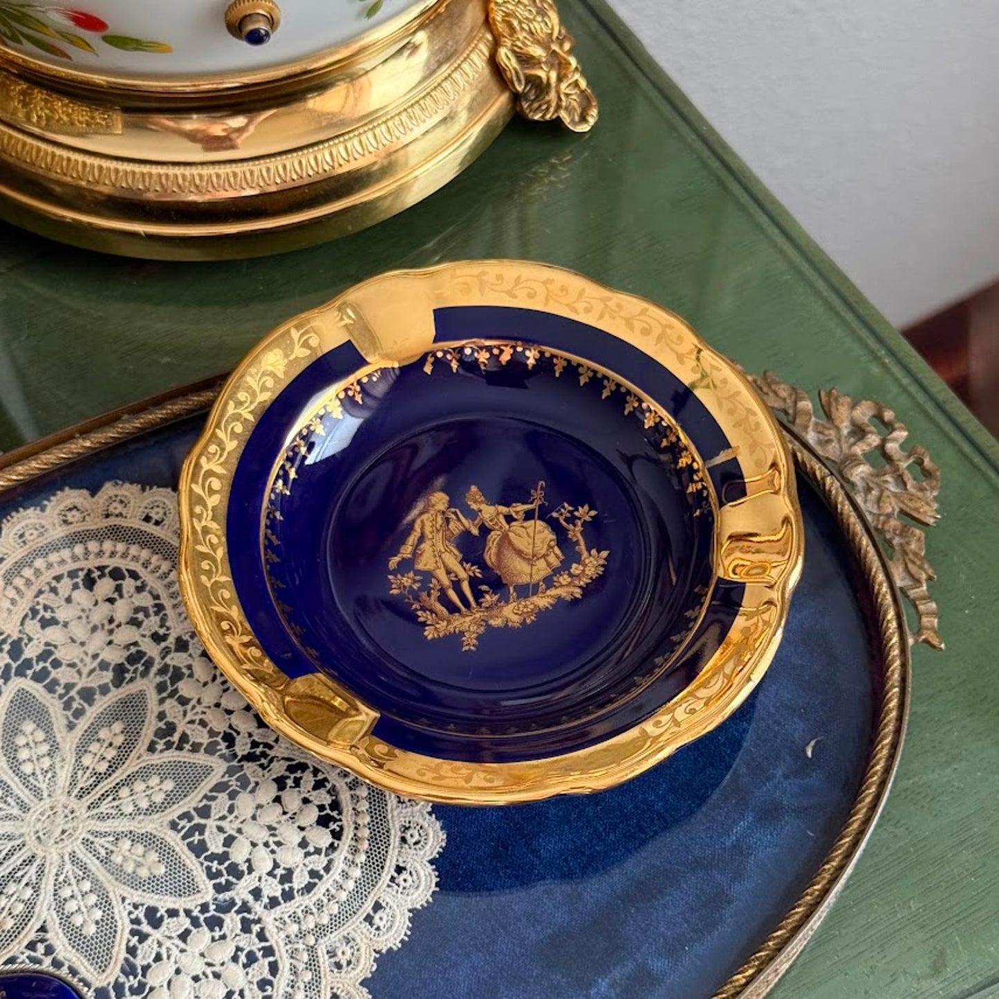Limoges France Cobalt Blue Ashtray