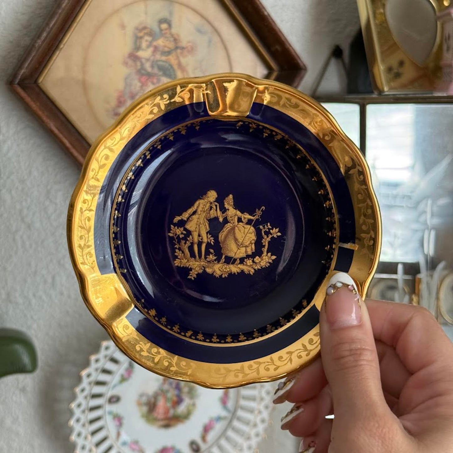 Limoges France Cobalt Blue Ashtray