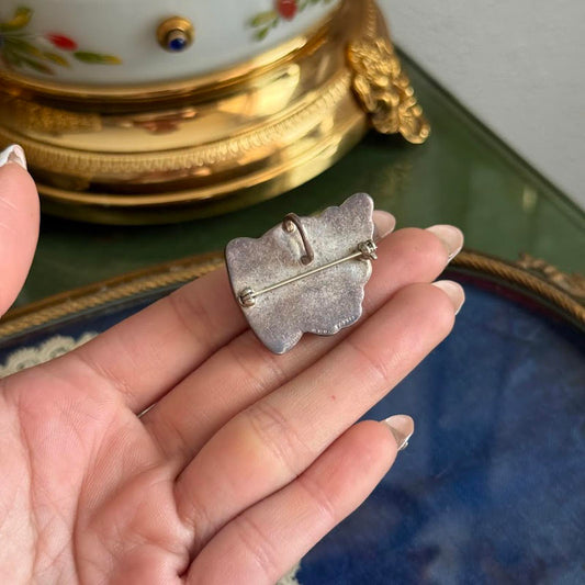 Vintage Hand Painted Angel Cherub Brooch Pendant