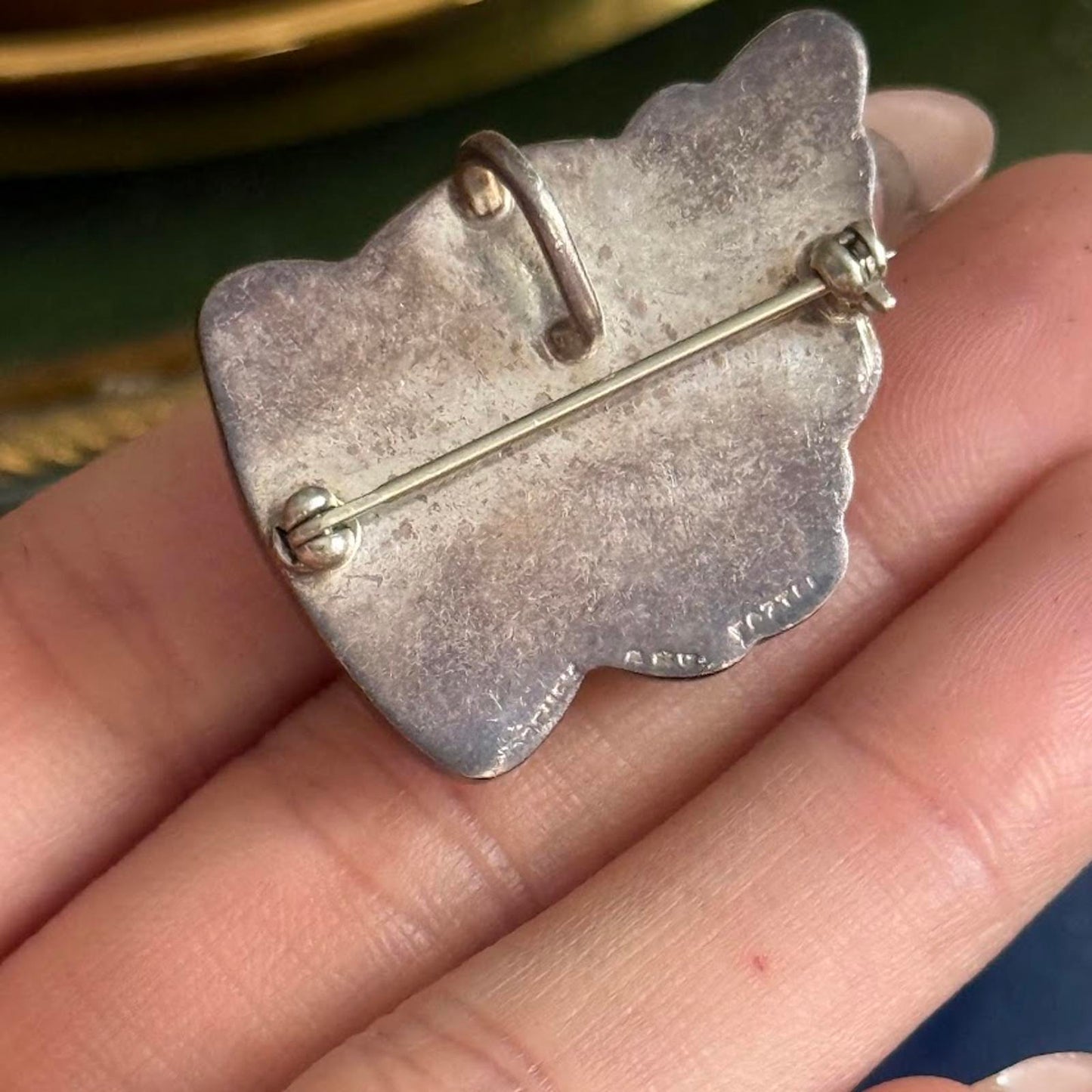 Vintage Hand Painted Angel Cherub Brooch Pendant