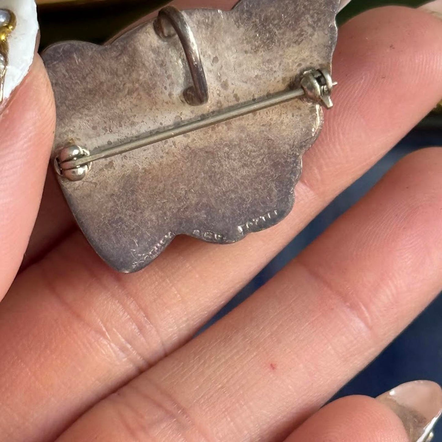 Vintage Hand Painted Angel Cherub Brooch Pendant