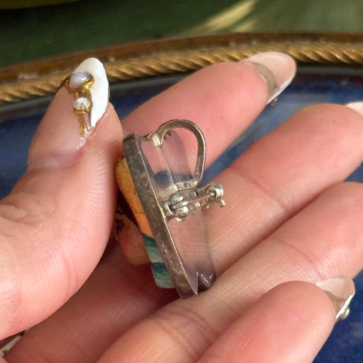 Vintage Hand Painted Angel Cherub Brooch Pendant