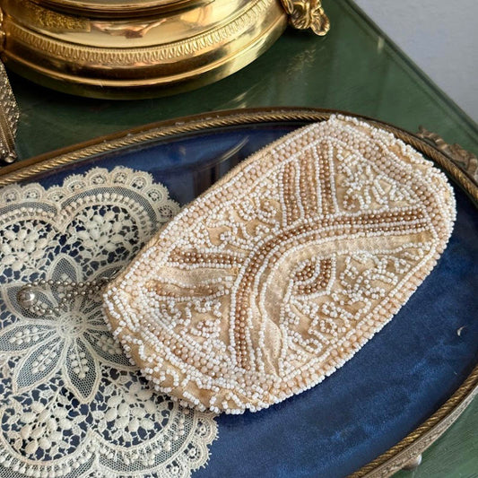 Vintage hand-beaded Ivory small bag