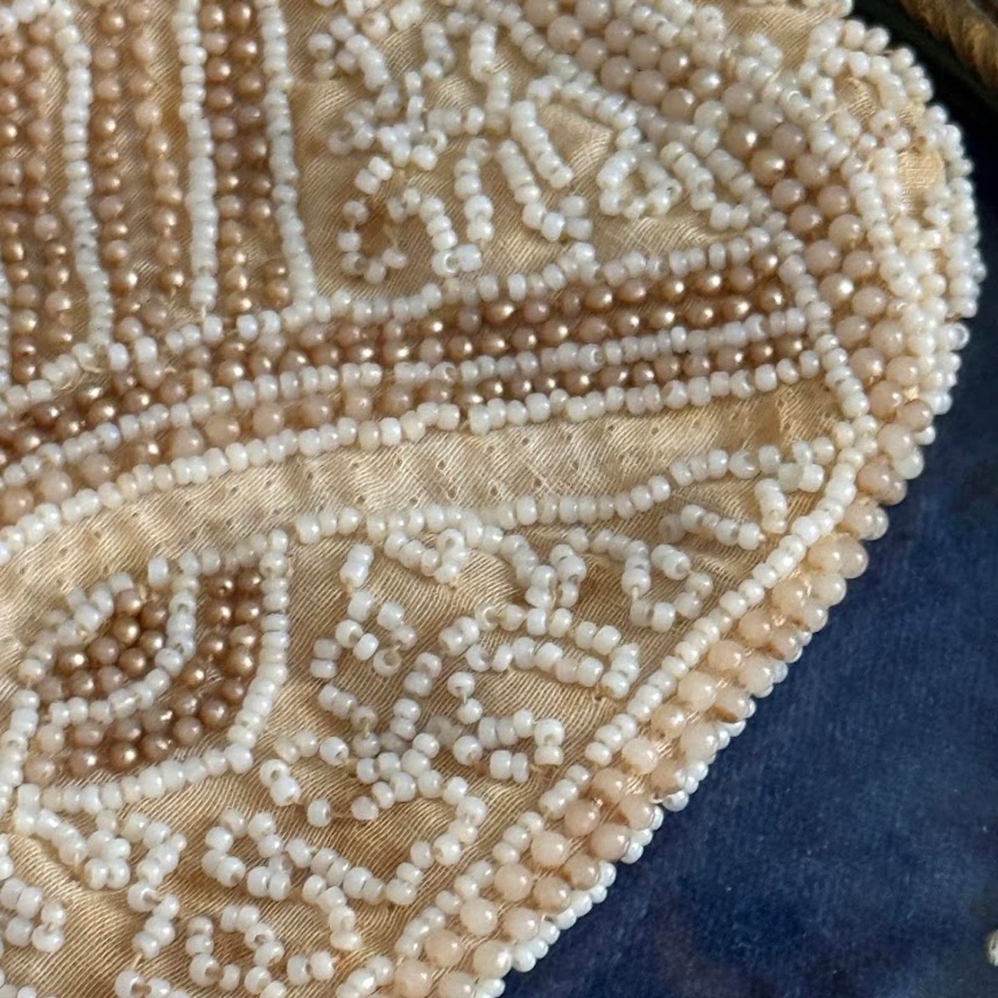 Vintage hand-beaded Ivory small bag